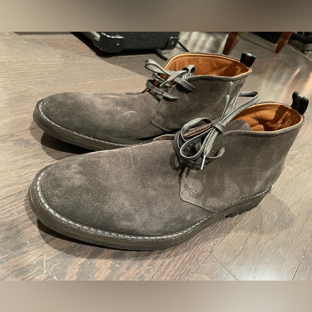 grey John Varvatos handmade leather boots, M 9